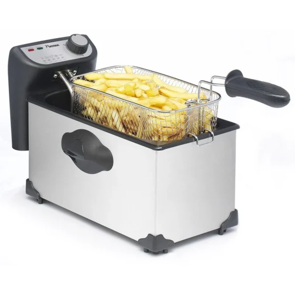 Bestron Friteuse En Inox; Cuve émaillée De 3,5L; Pour 1kg Frites – 2200W 1