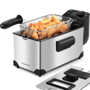 Aigo Agni 30HEY Friteuse 3L 2200W Sans BPA Acier Inoxydable Argenté 7