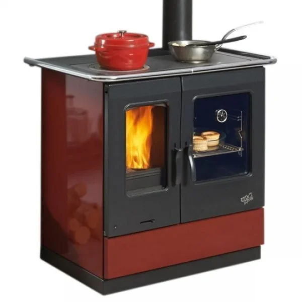 Cuisinière à Bois 6.5kw Rouge – 241100carmin – GODIN 1