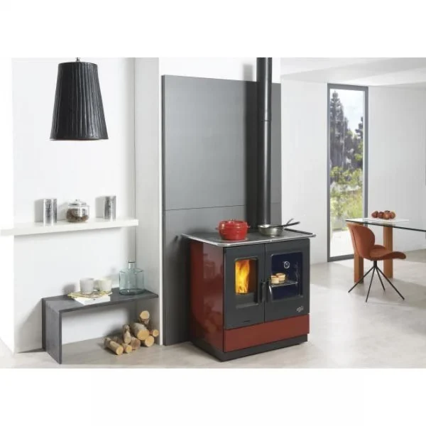 Cuisinière à Bois 6.5kw Rouge – 241100carmin – GODIN 4