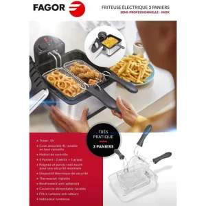 FAGOR FG124 – Friteuse Electrique – 4L – 2000W – 1,8 Kg De Frites – 3 … 15